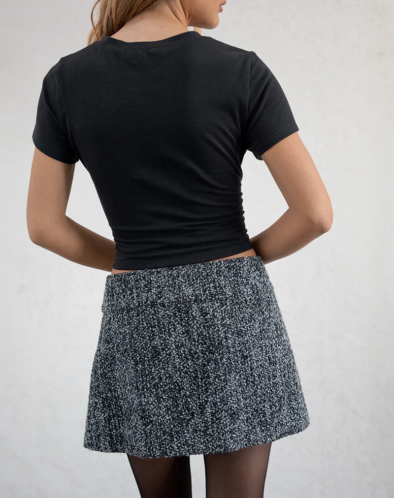 Letty Tailored Mini Skirt in Black and White - Image 3