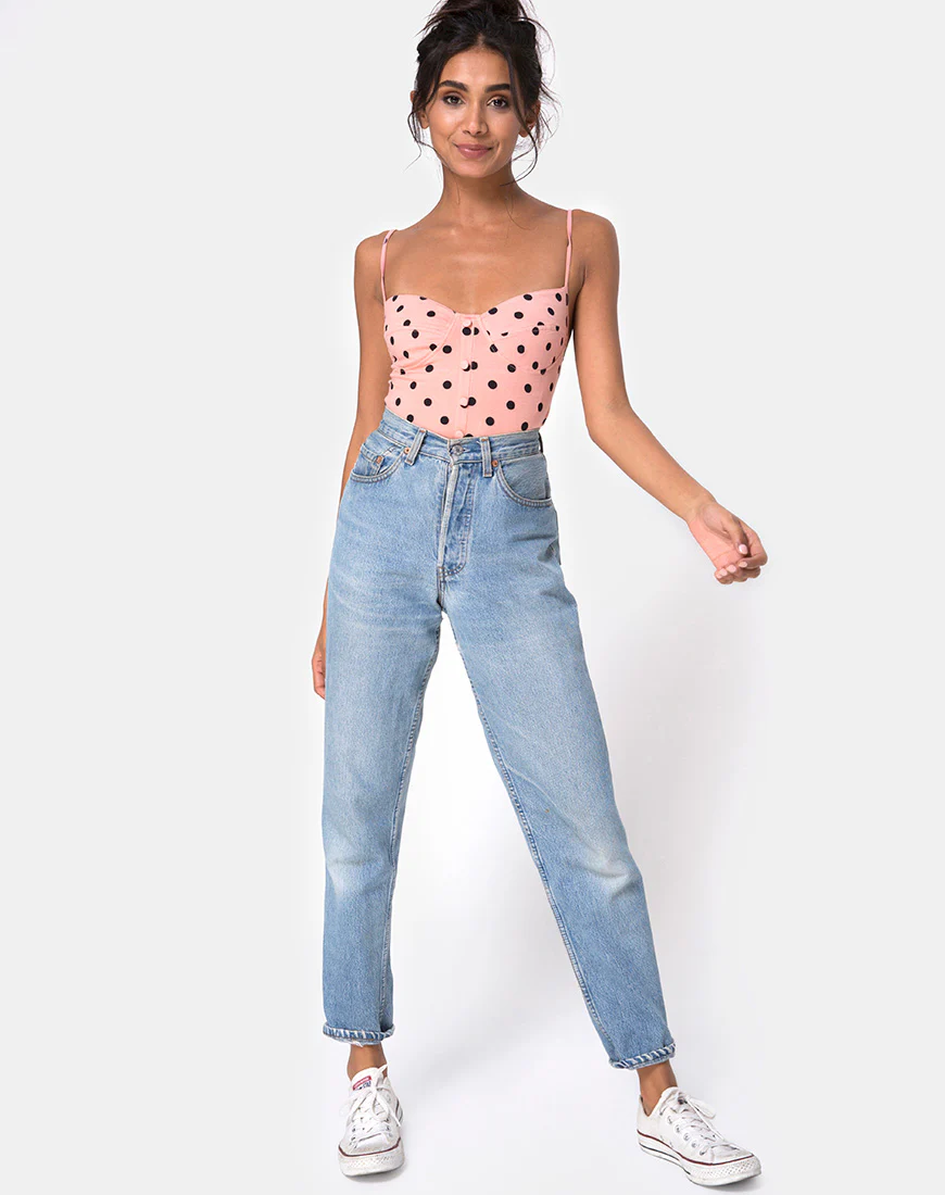Leva Bodice in New Polka Nude Black - Image 3