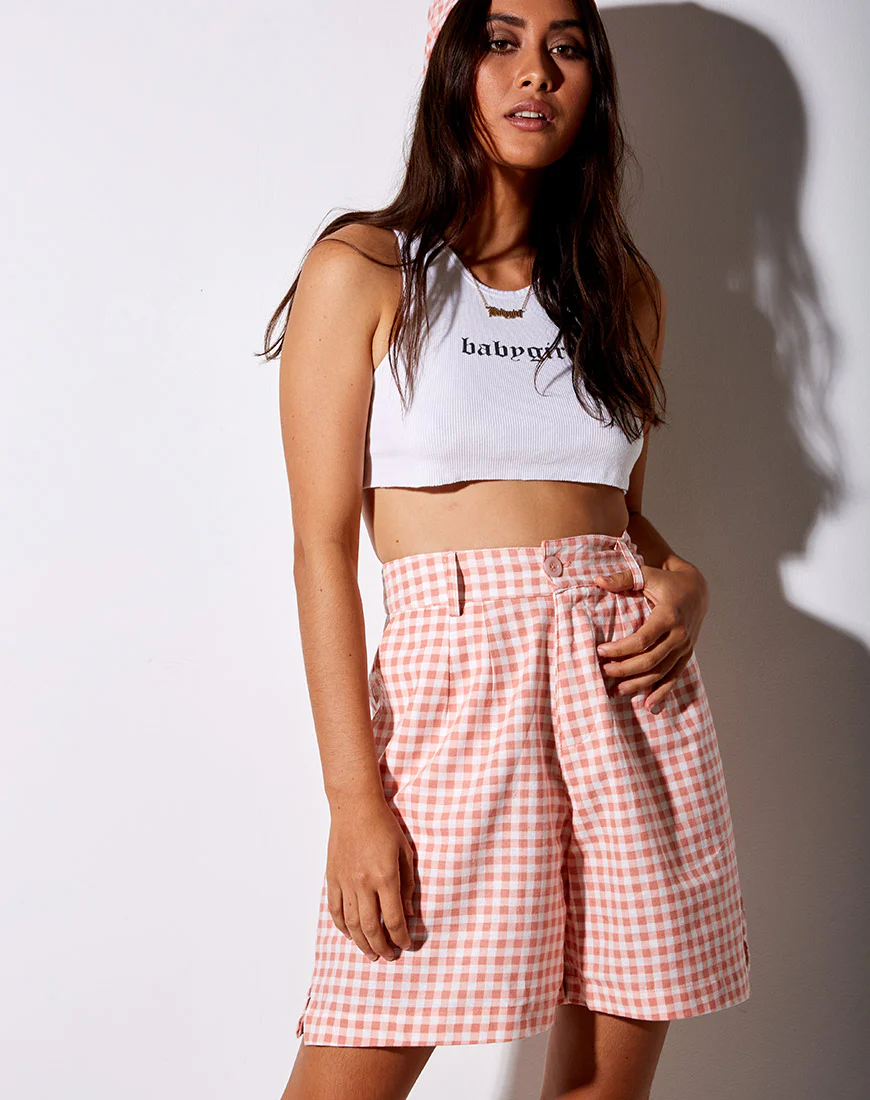 Lexta Short in Pink Check - Image 5