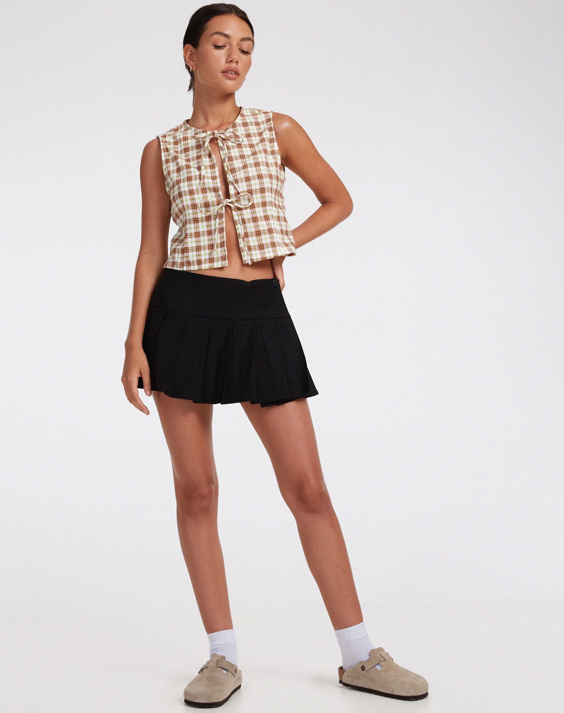 Ley Top in Yellow and Brown Check - Image 3