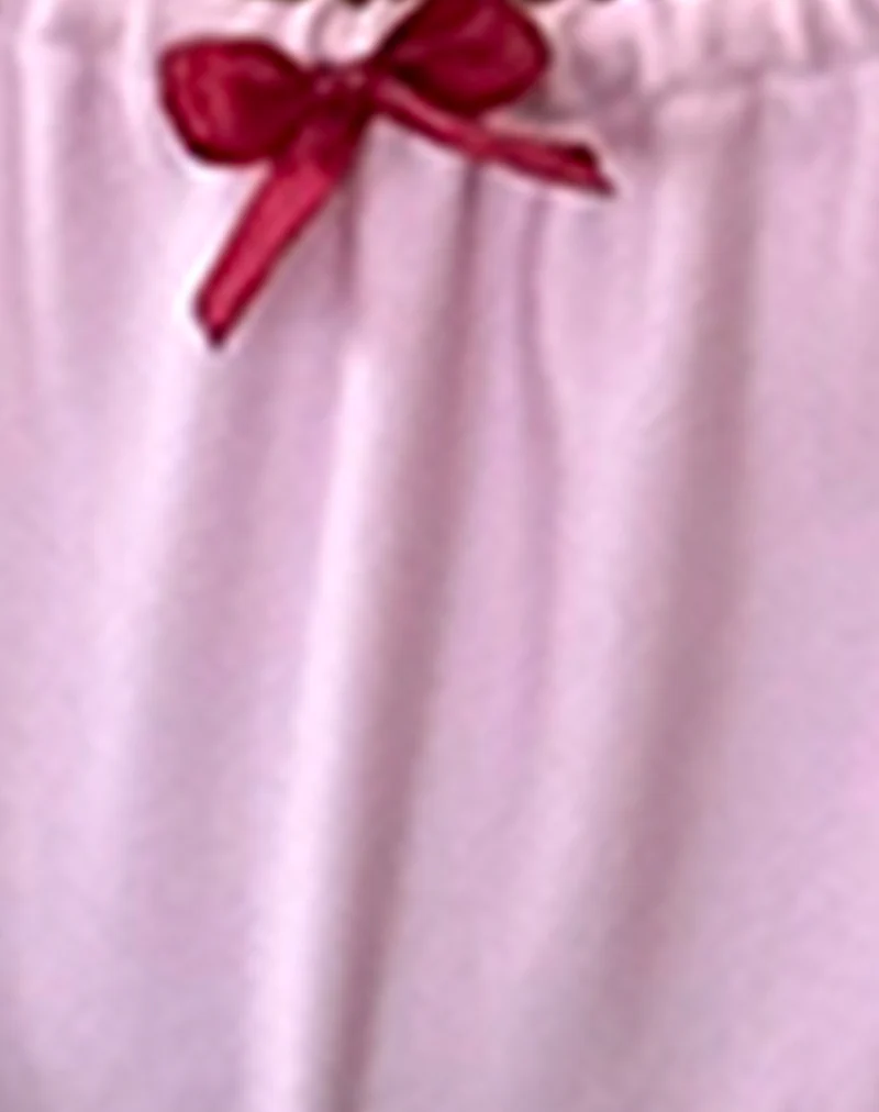 Leyna Bikini Bottom in Sakura Shimmer with Red Strap and Bow - Image 6