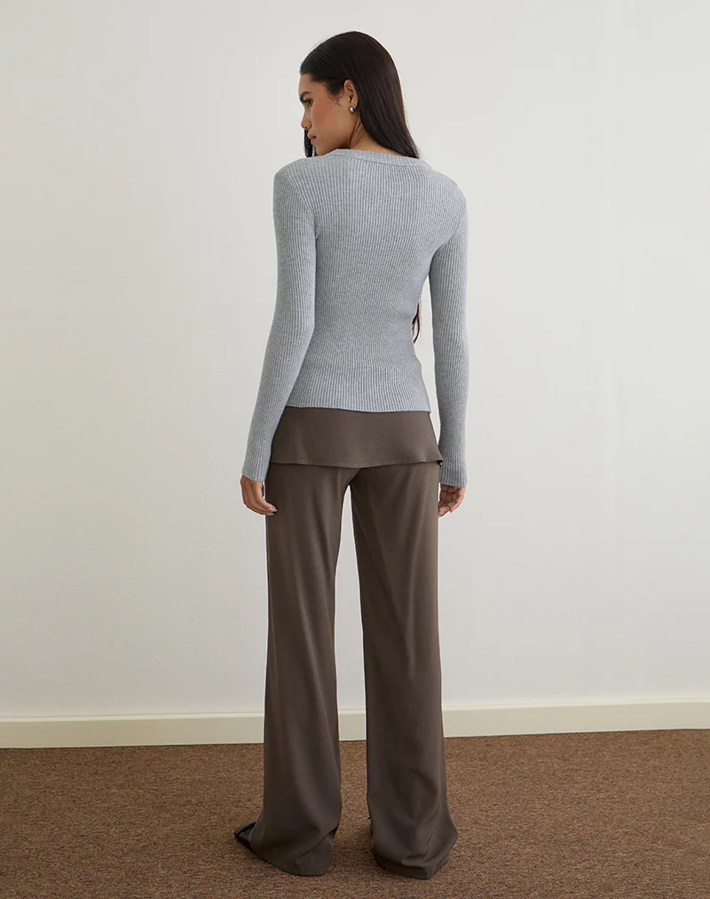 Liano Zip Cardigan in Rib Knit Grey - Image 5