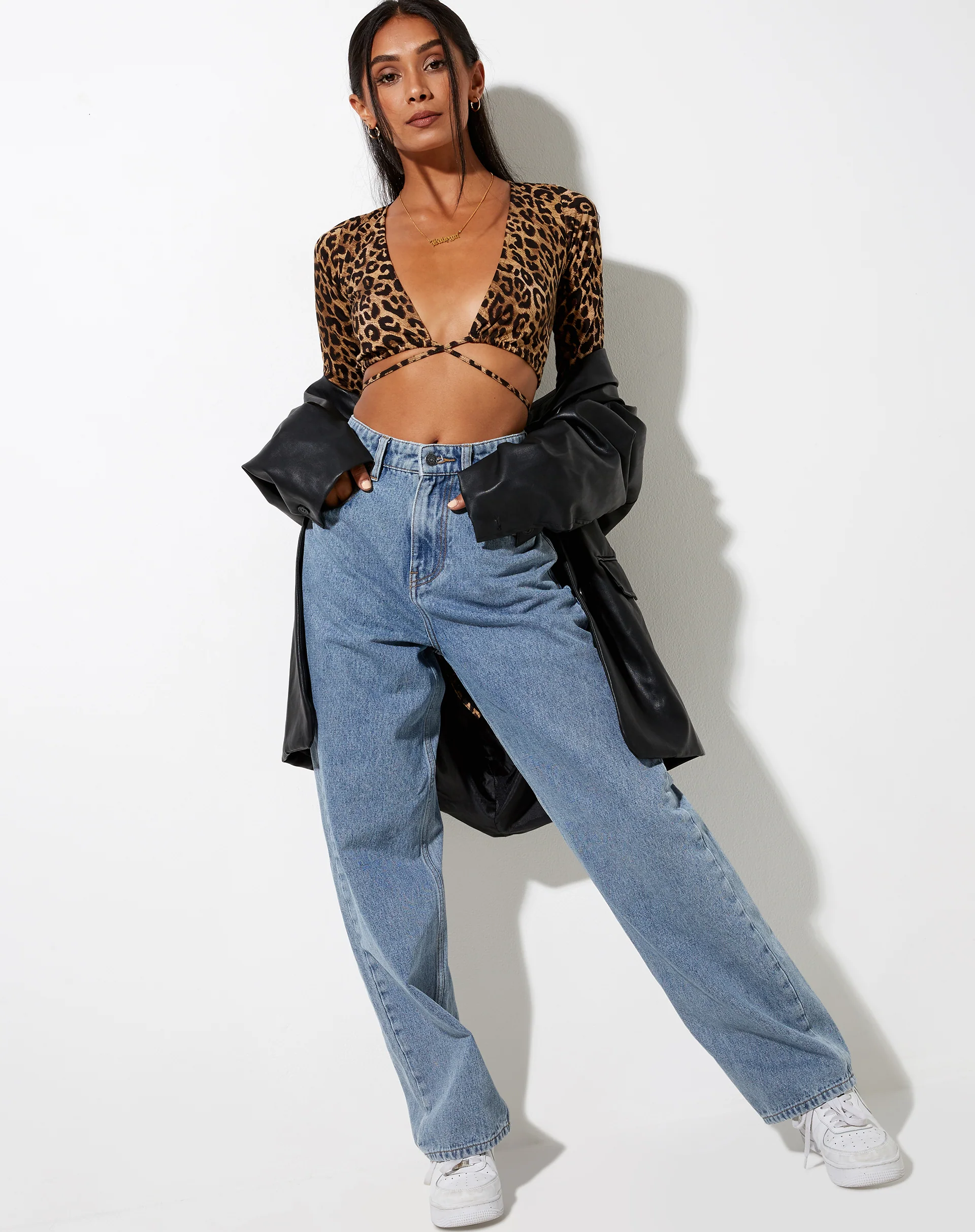 Lieneva Crop Top in Night Leopard Brown - Image 4