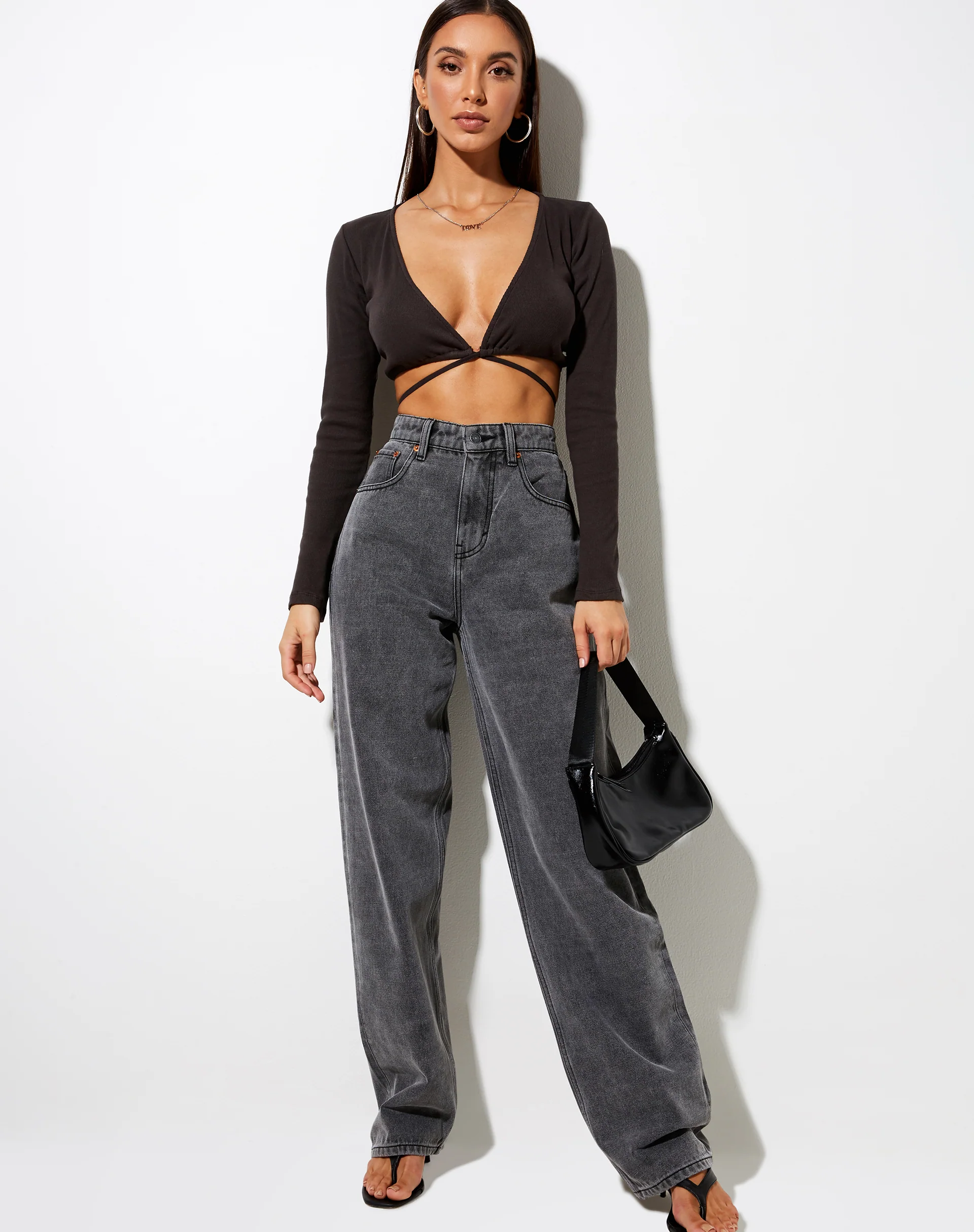 Lieneva Crop Top in Rib Blackened Pearl - Image 3