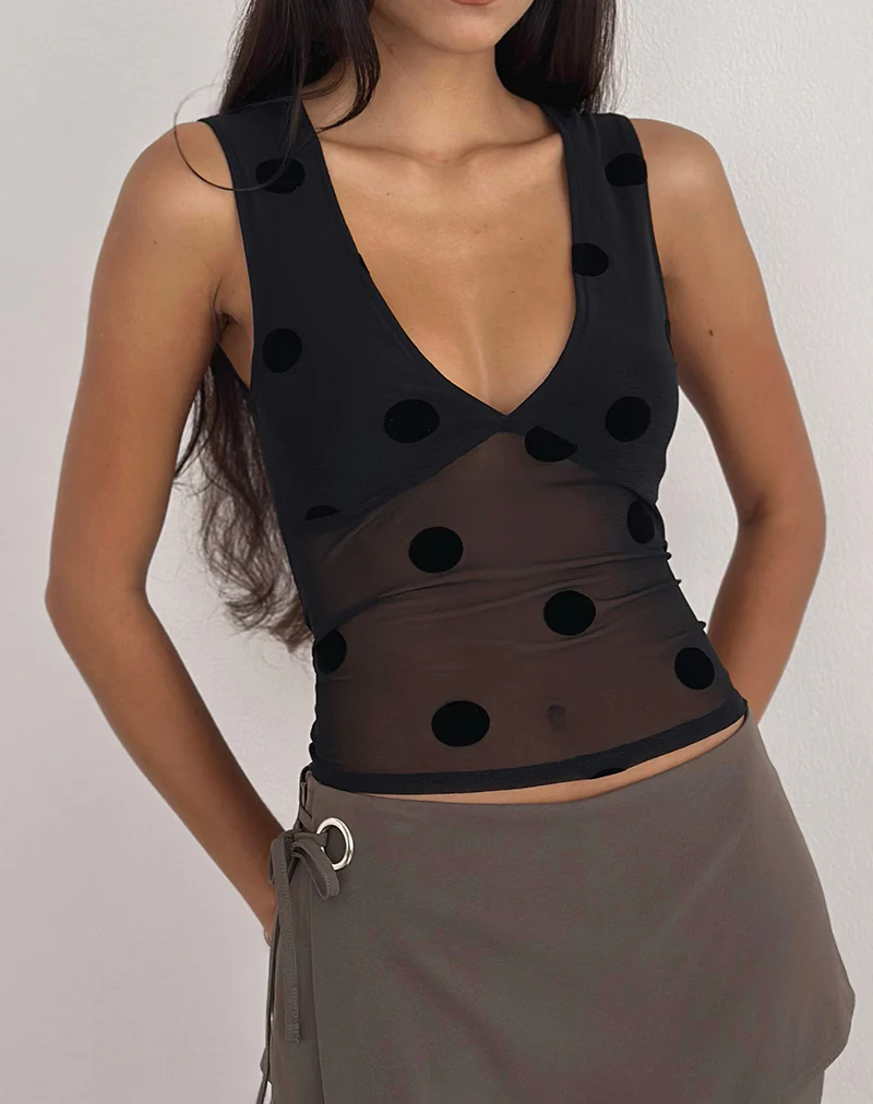 Lihat Top in Big Polka Black - Image 2