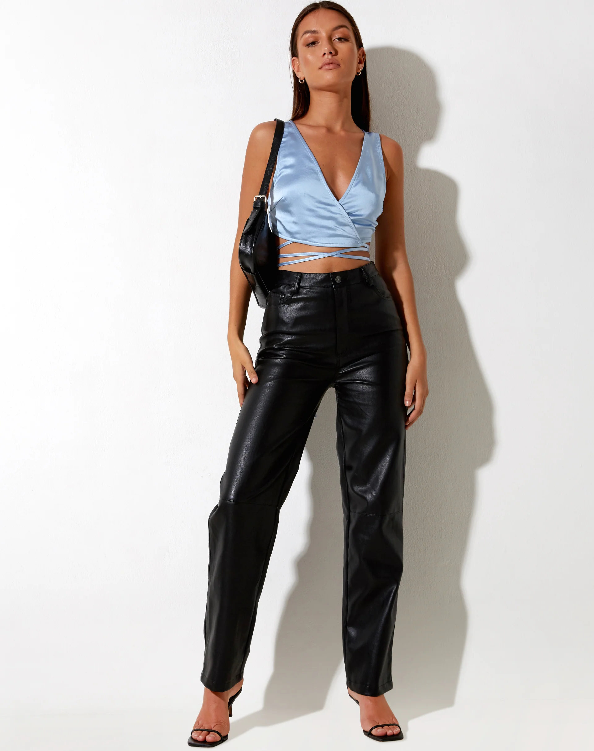 Liliah Crop Top in Satin Daylight Blue - Image 3