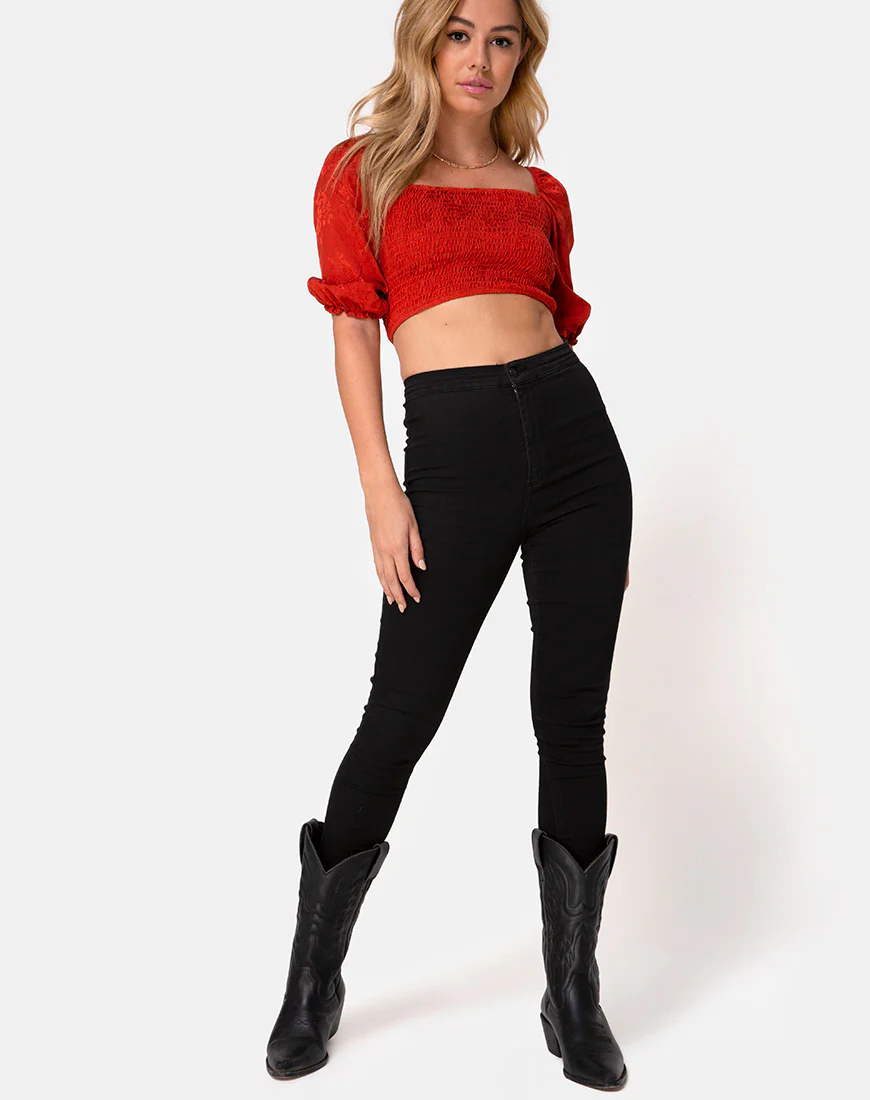 Lilian Crop Top in Satin Rose Rust - Image 3