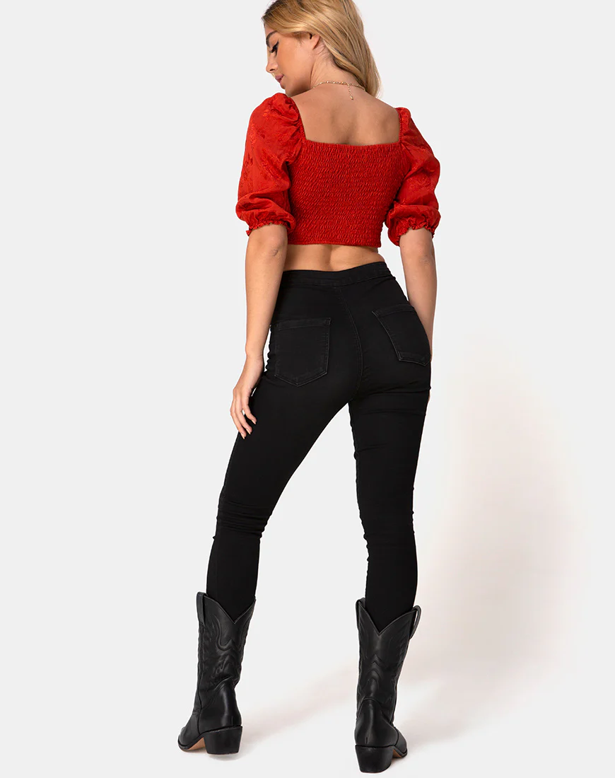 Lilian Crop Top in Satin Rose Rust - Image 4