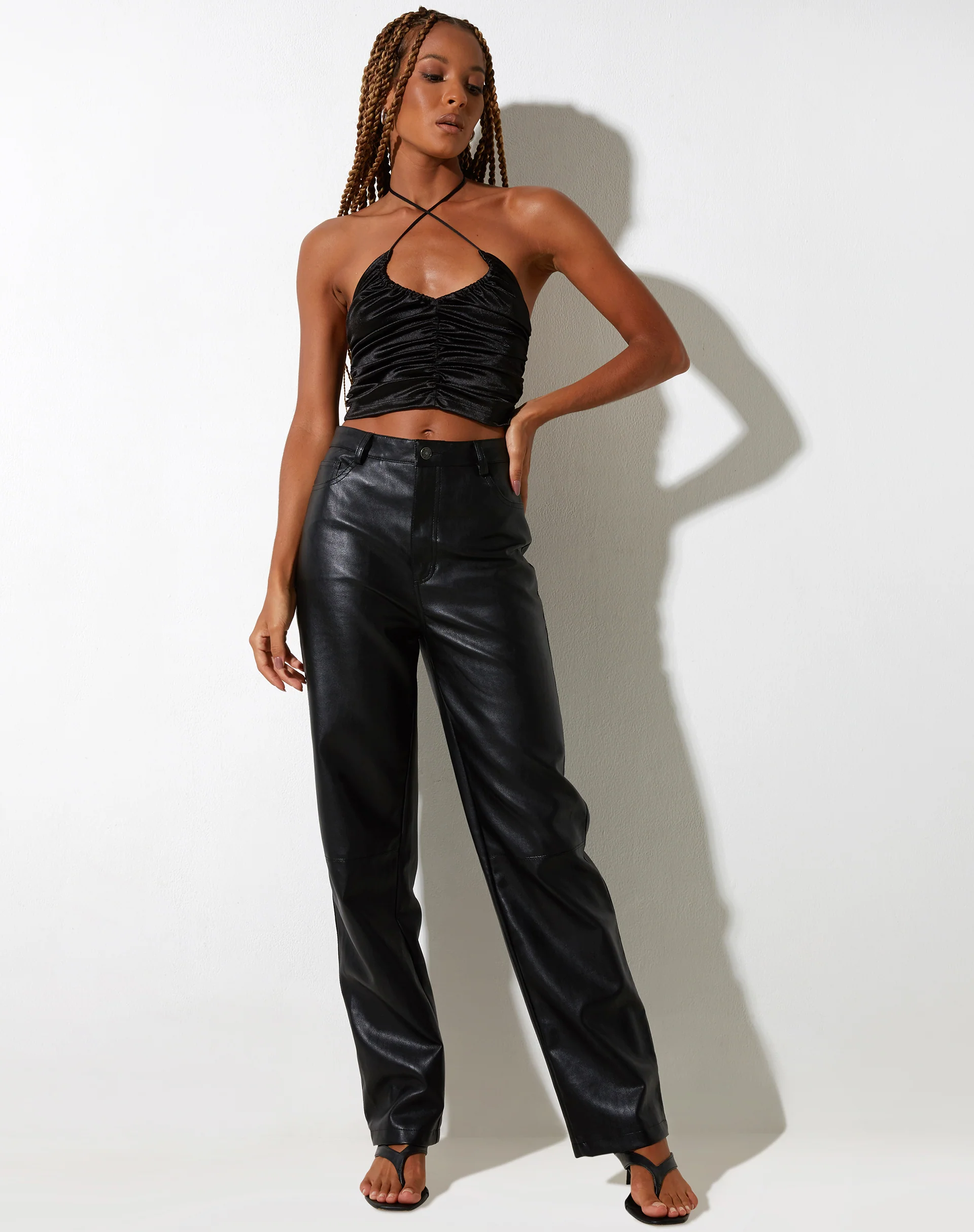 Lily Crop Top in Satin Black - Image 3