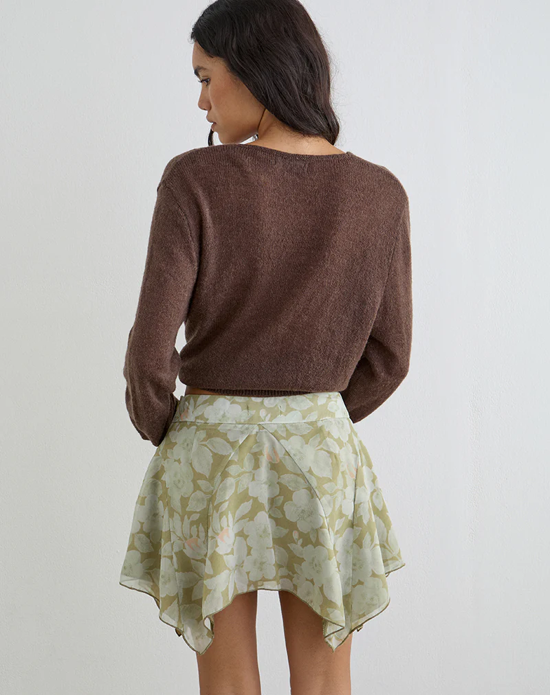 Limina Drape Mini Skirt in Pale Flower Green - Image 5