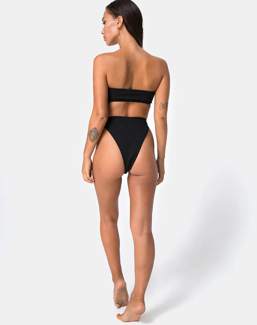 Lin Lin Bikini Top in Black with Silver Derlin - Image 4