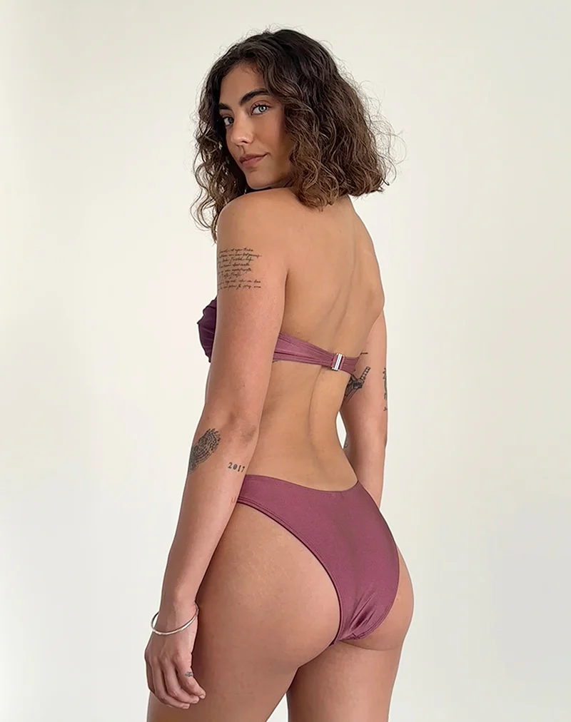 Linda Twist Bikini Top in Deep Mauve Plum - Image 5