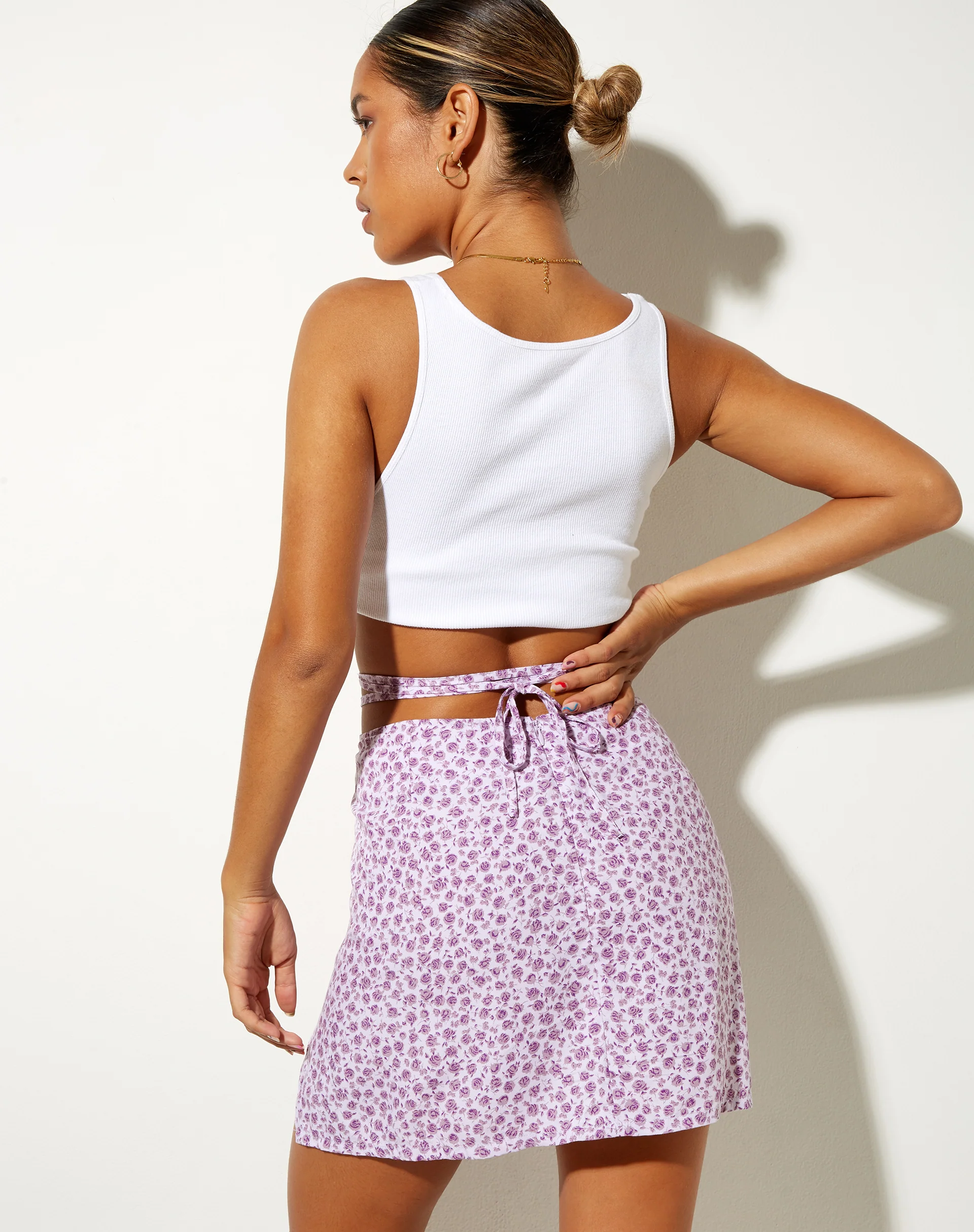 Linor Mini Skirt in Ditsy Rose Lilac - Image 2