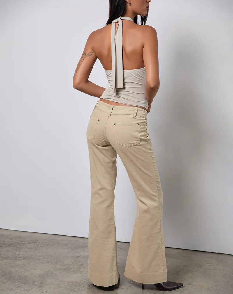 Lintira Slim Leg Trouser in Twill Sand - Image 3