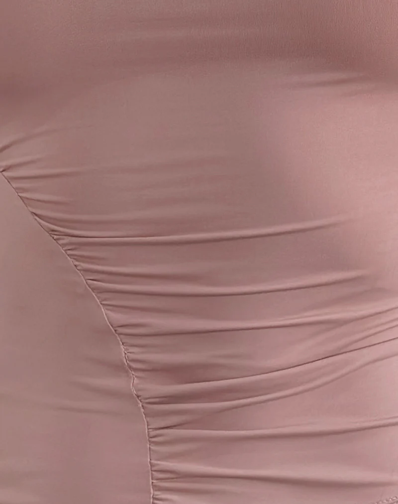 Lioba Ruched Asymetric Top in Slinky Dusty Pink - Image 6