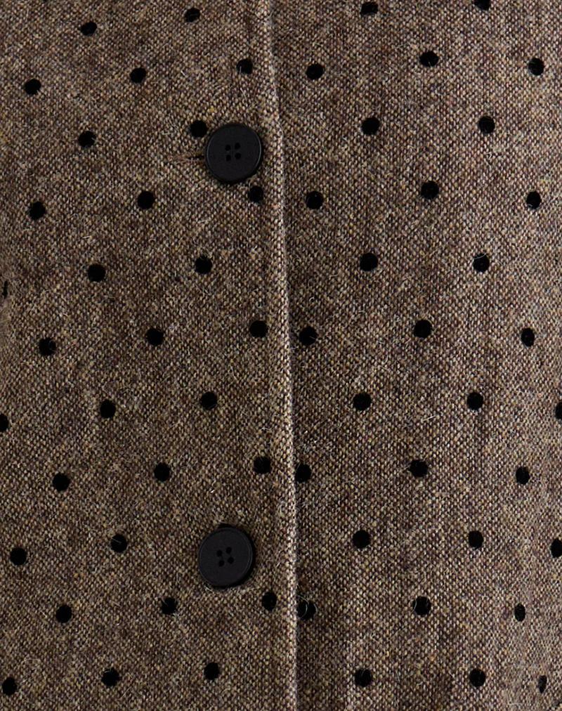 Lirena Longline Coat in Polka Brown - Image 6