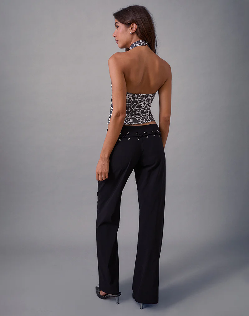 Lirina Lace Up Trouser in Tailoring Black - Image 4