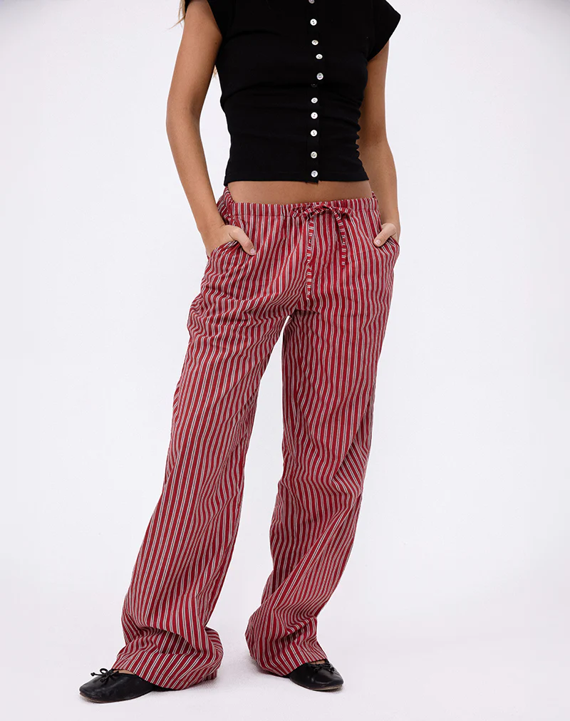 Lirura Casual Trouser in Maroon Stripe - Image 2