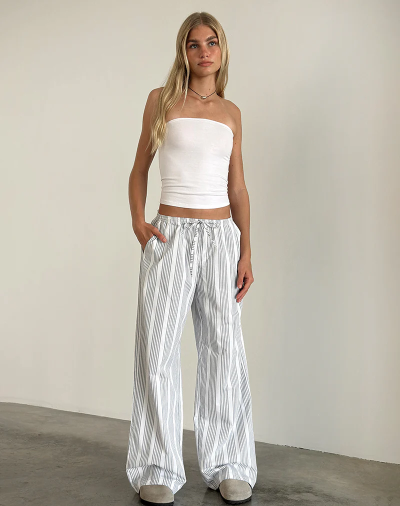 Lirura Trouser in Vertical Grey Stripe - Image 3