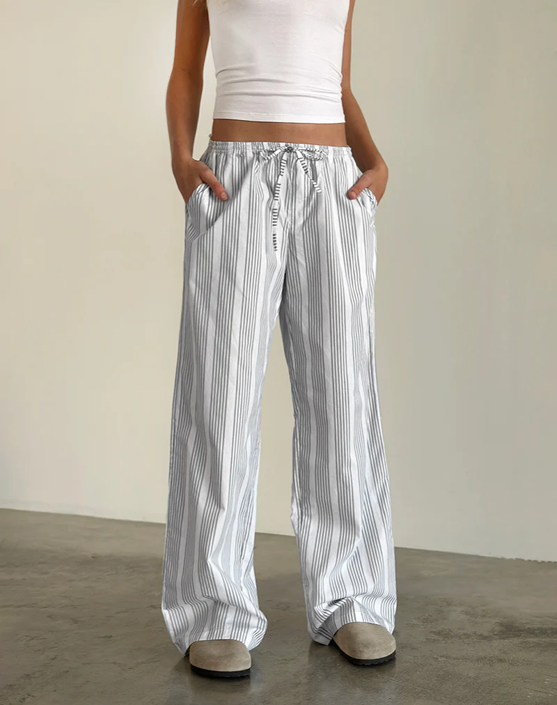 Lirura Trouser in Vertical Grey Stripe - Image 4