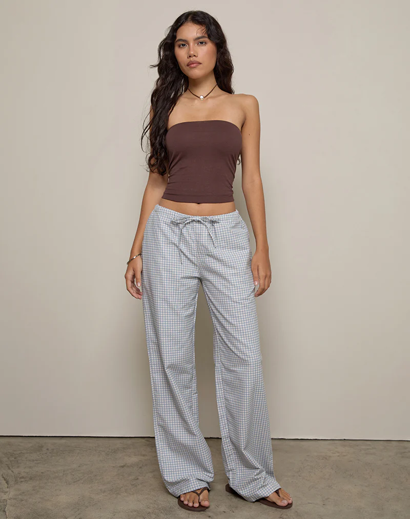 Lirura Trouser in Mini Gingham Blue and Grey