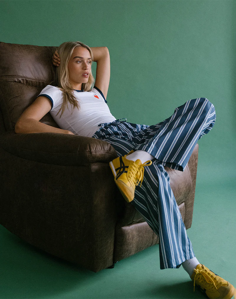 Lirura Trouser in Poplin Formal Stripe Navy - Image 2