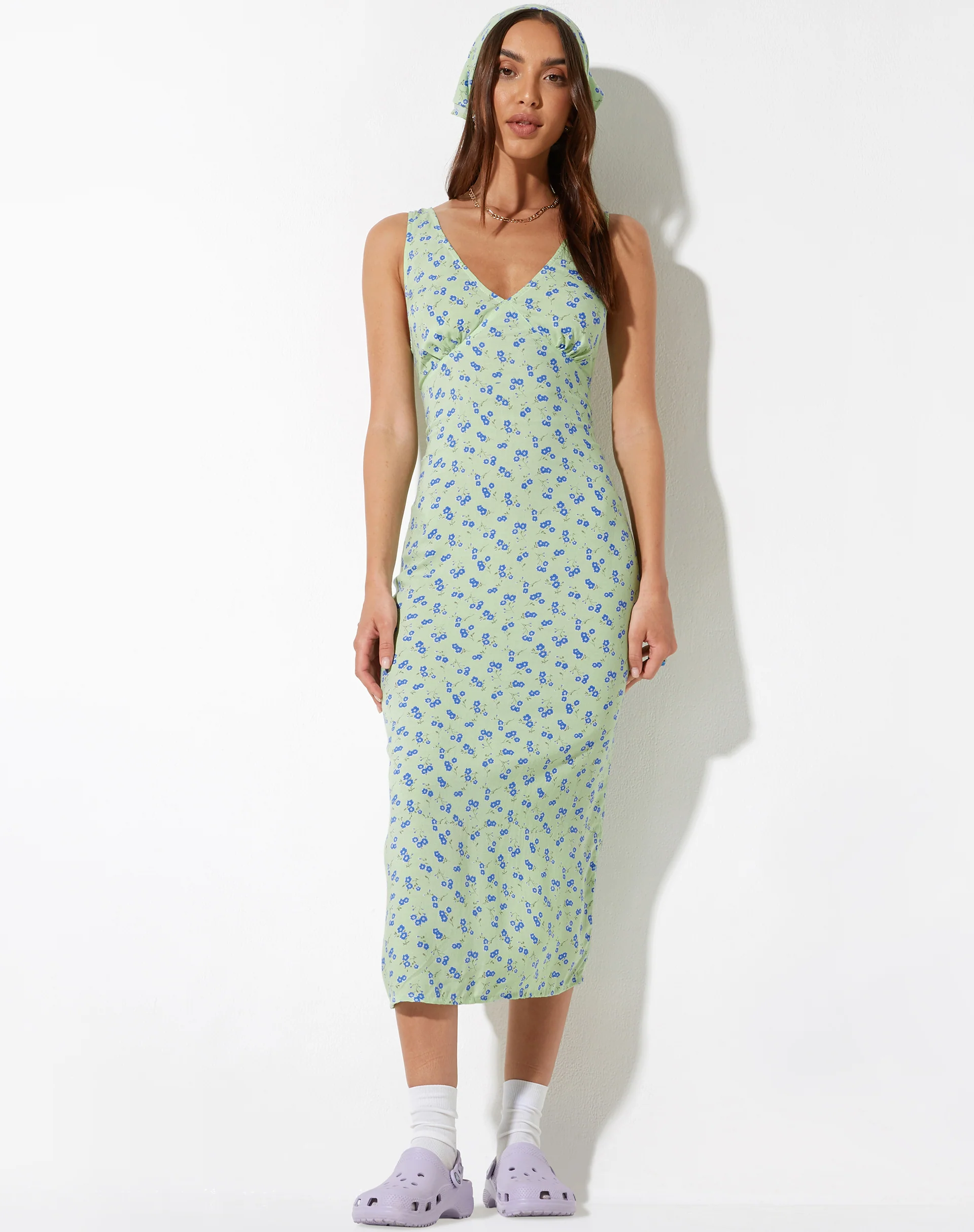 Lisheva Midi Dress in Lime Floral - Image 4