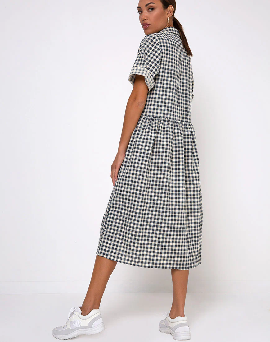 Lista Shirt Dress in Gingham Cream - Image 2