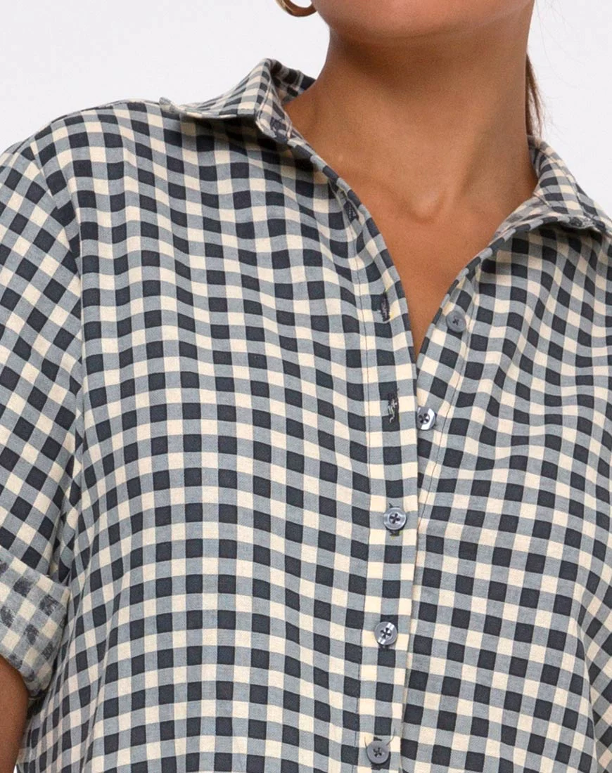 Lista Shirt Dress in Gingham Cream - Image 5