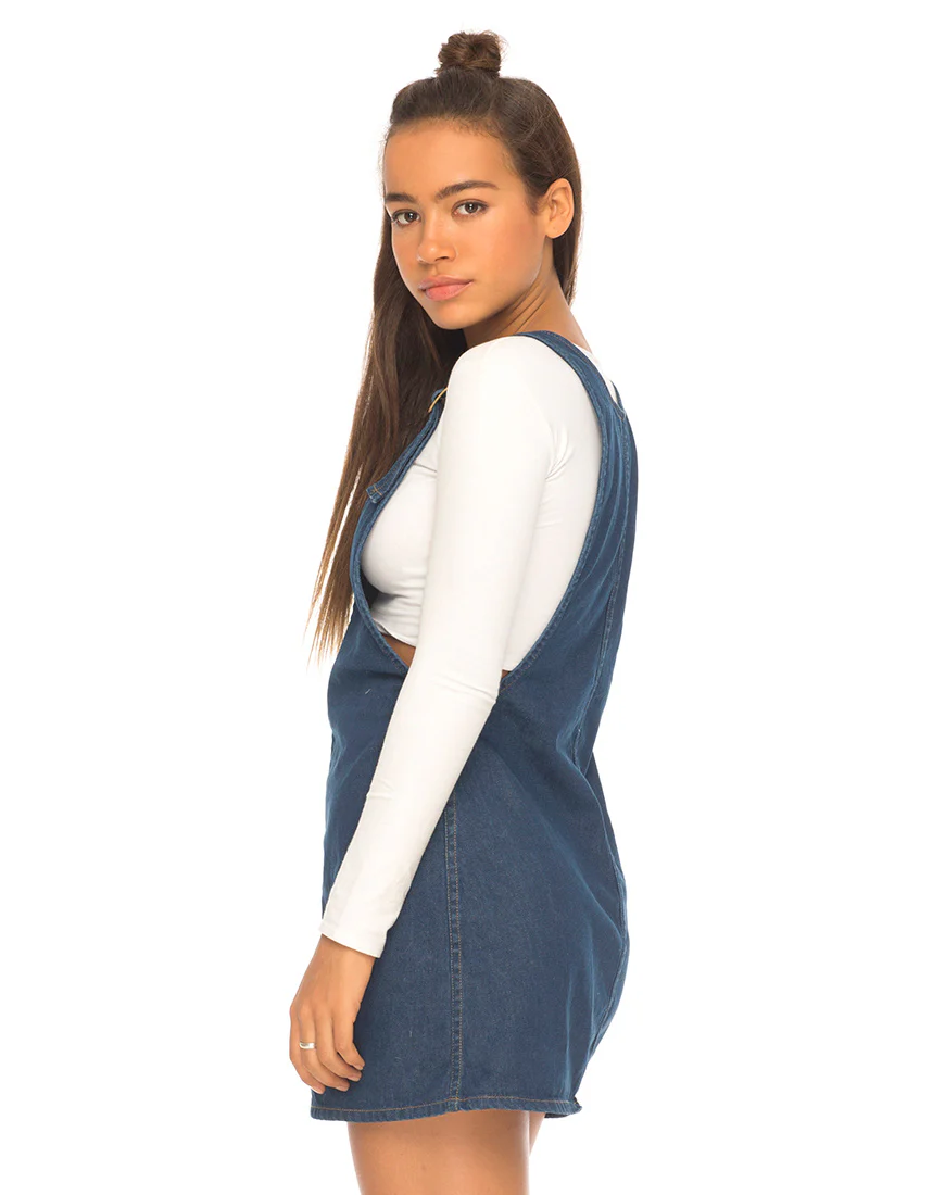 Litton Pinafore Dress in Denim Indigo - Image 2