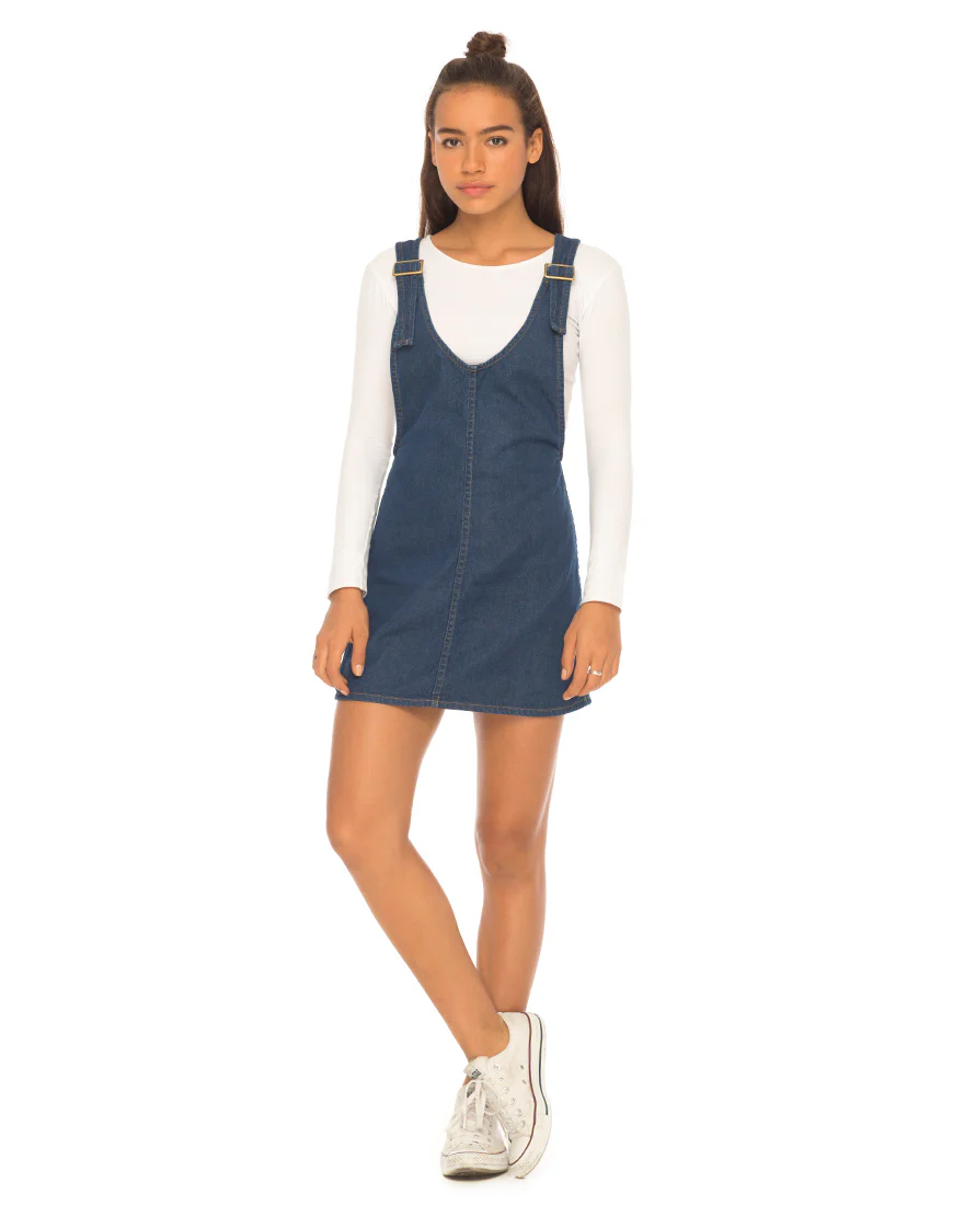 Litton Pinafore Dress in Denim Indigo - Image 3
