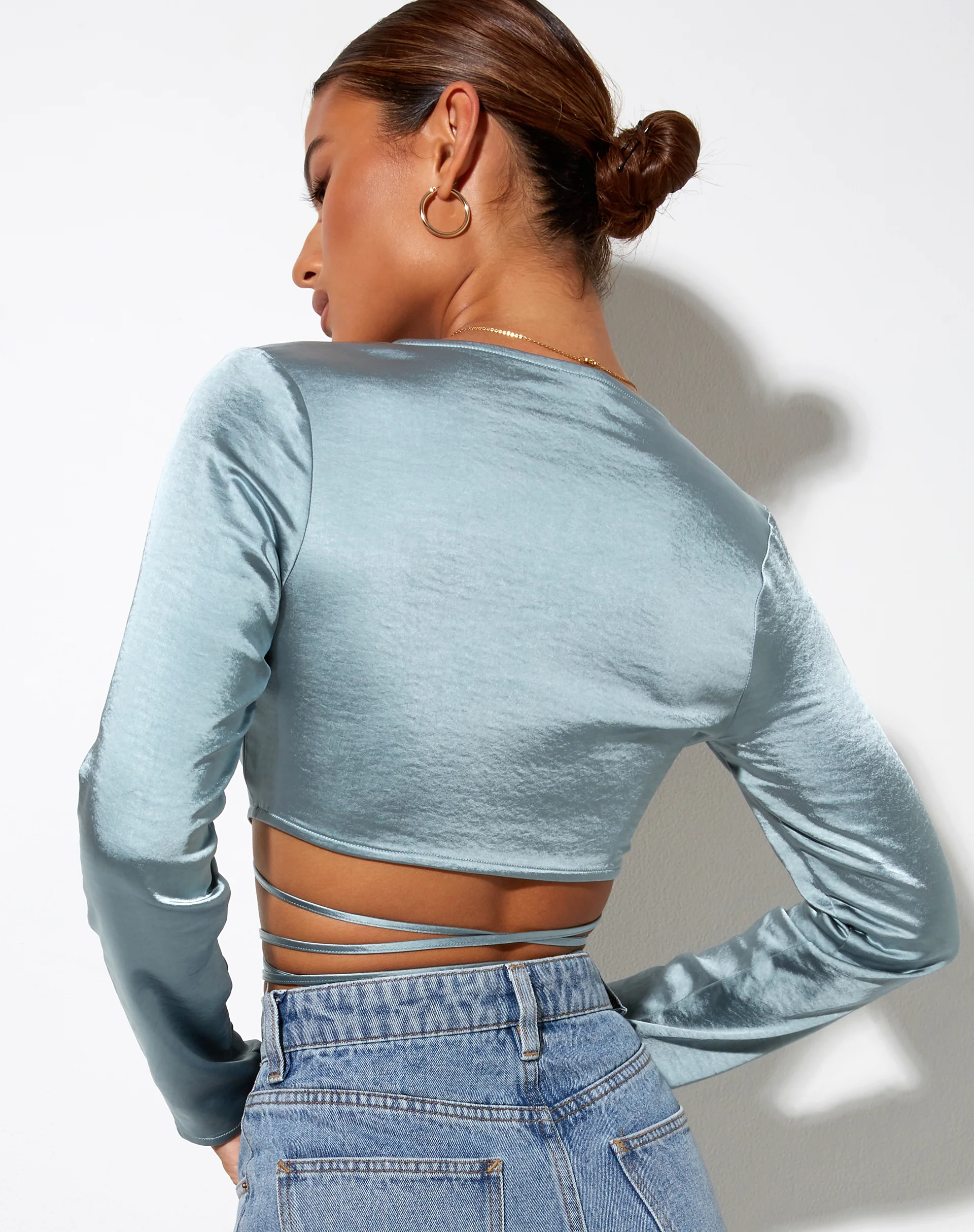 Liva Top in Satin Light Blue - Image 2