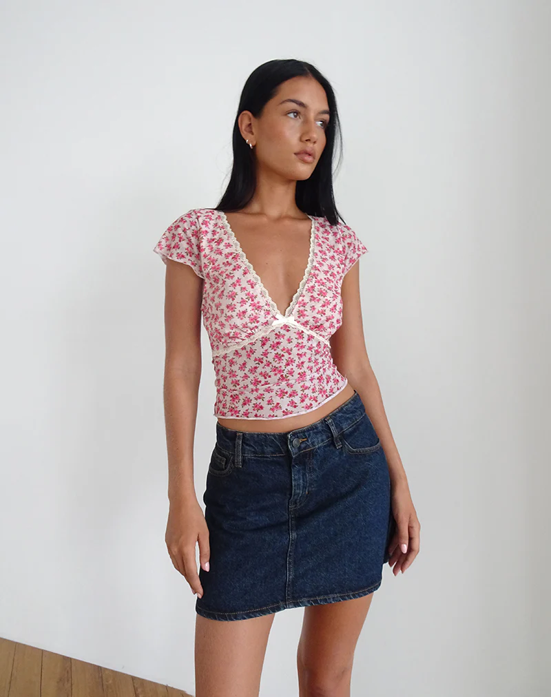 Livi Top in Gardenia Romantic with Lace Trim - Image 3