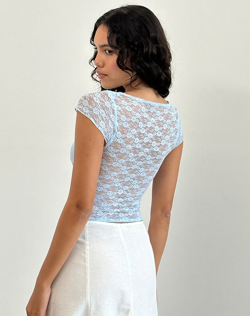 Livra Top in Clover Lace Blue - Image 3