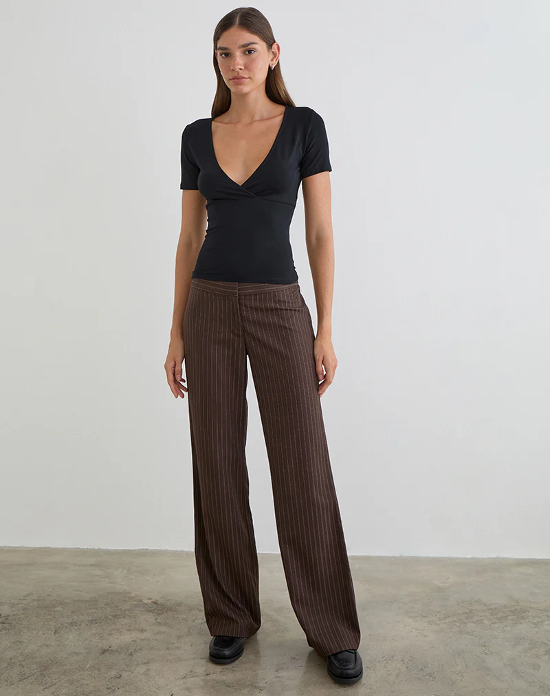 Lobos Crossover Top in Rayon Jersey Black - Image 2