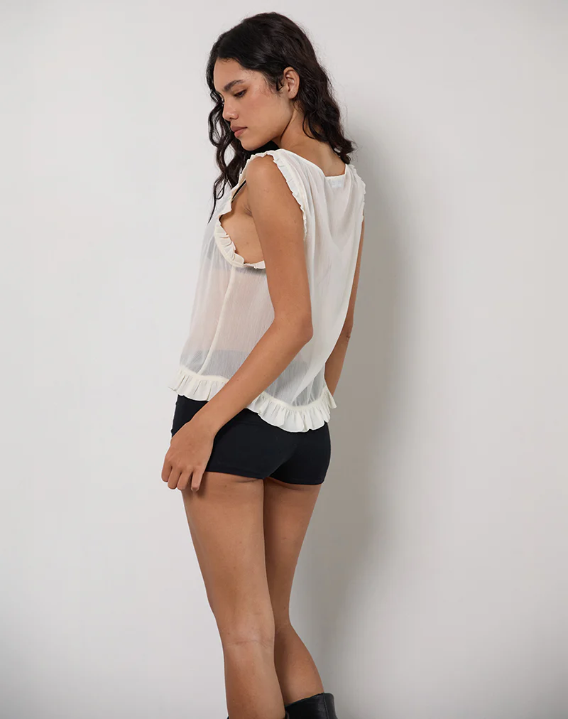 Loire Frill Unlined Top in Ivory - Image 5