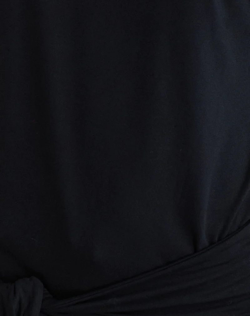 Lola Tie Waist Top in Rayon Jersey Black - Image 5