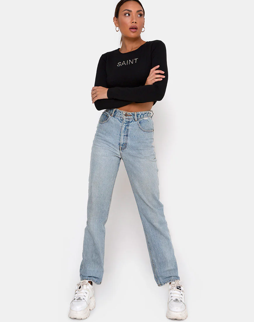 Londy Top in Black "Saint" Hot Fix - Image 6