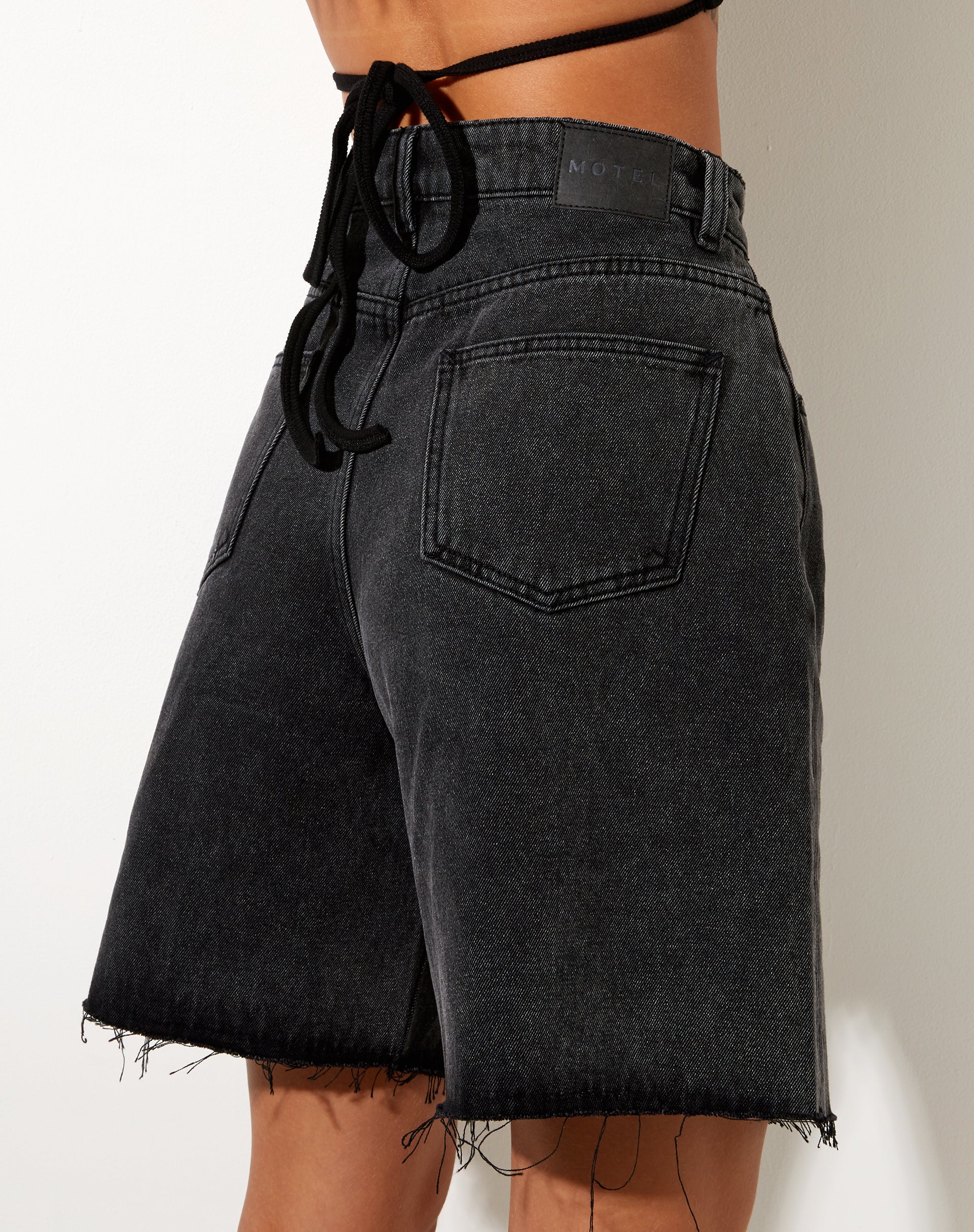 Loose Fit Denim Shorts in Black Wash - Image 7