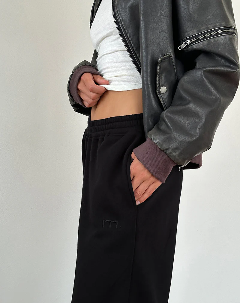 Loose Jogger in Black with 'M' Embroidery - Image 2