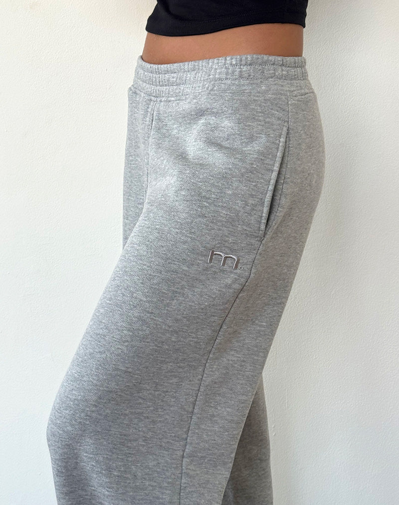 Loose Jogger in Grey Marl with M Embroidery - Image 5