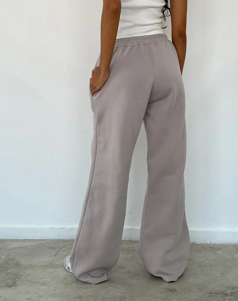 Loose Jogger in Mushroom with Tonal Brown 'MOTEL' Embroidery - Image 3