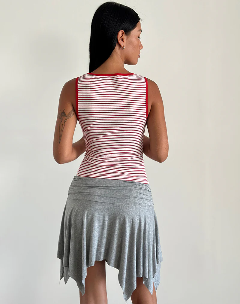 Lorde Tank Top in Red and White Stripe - Image 4