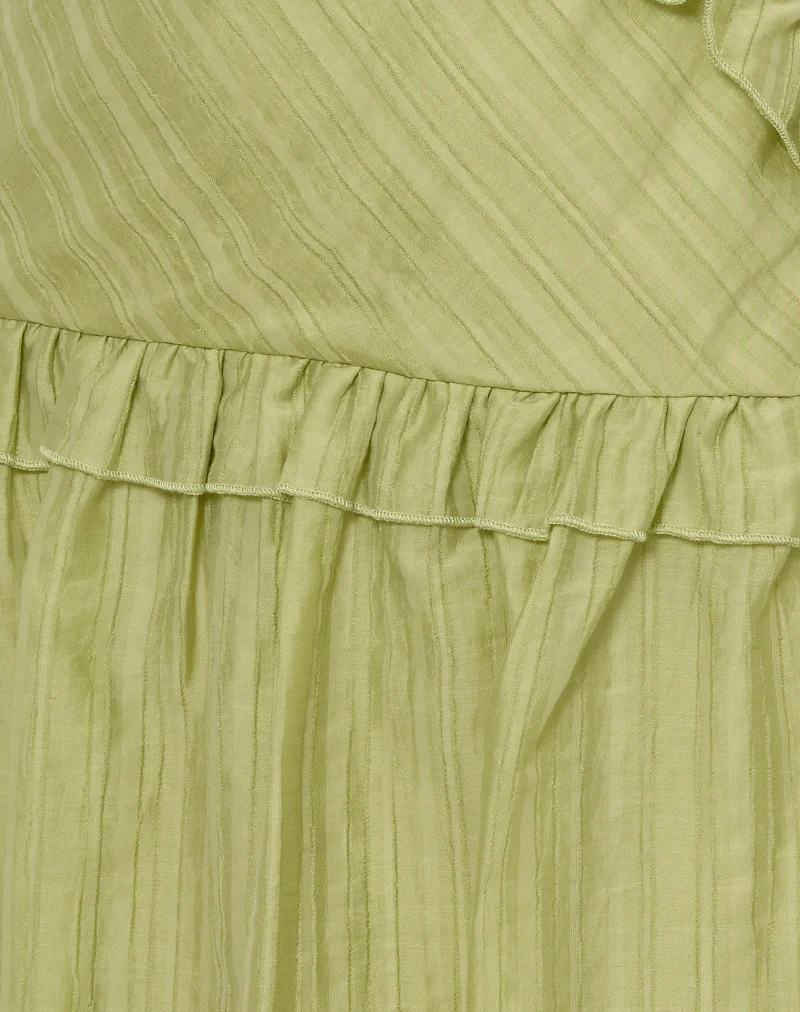Lorena Mini Dress in Chiffon Stripe Green - Image 6