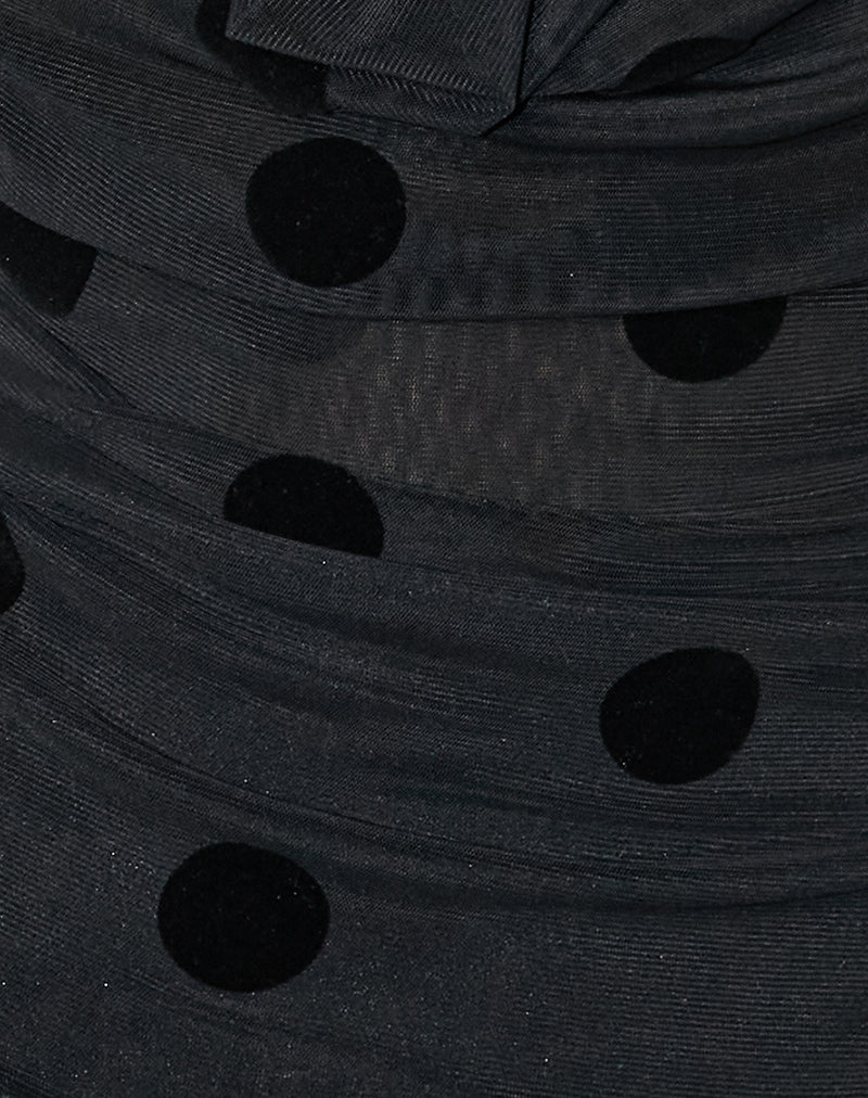 Losa Cowl Neck Top in Big Polka Flock Black - Image 7