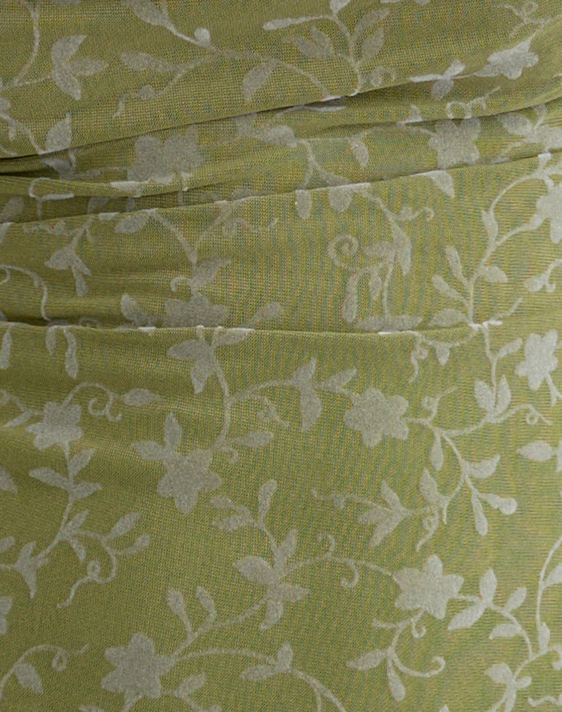 Losa Cowl Neck Top in Pretty Petal Flock Olive - Image 6
