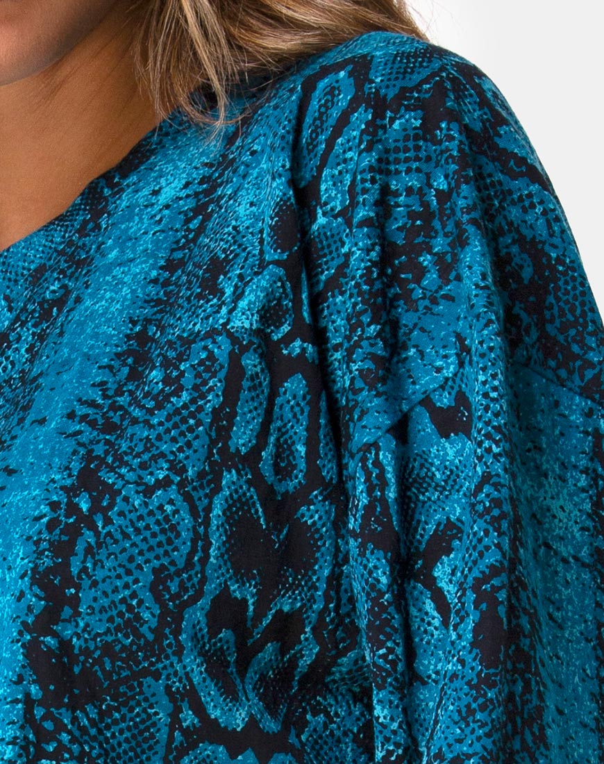 Lotsun Jumper Dress in Snake Blue - Image 5