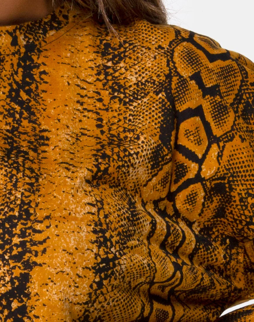 Lotsun Jumper Dress in Snake Mustard - Image 5