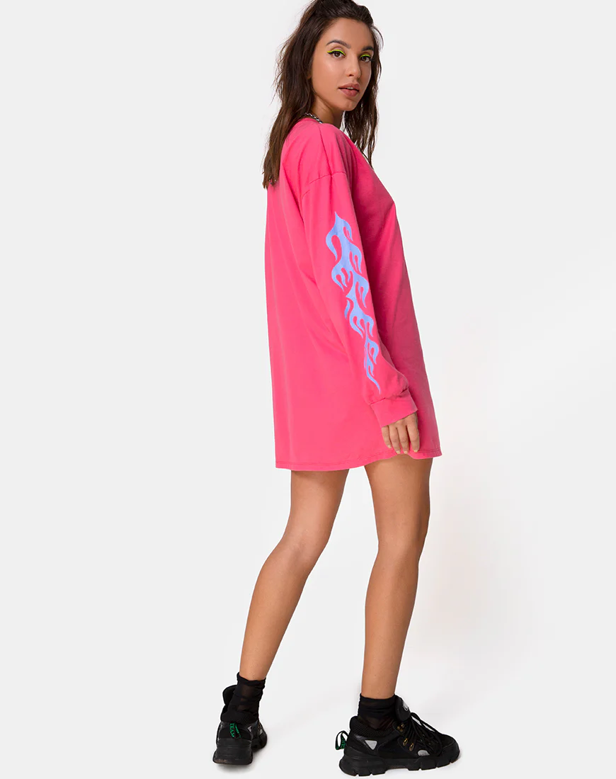 Lotsun Sweatshirt in Pink with Flame - Image 5