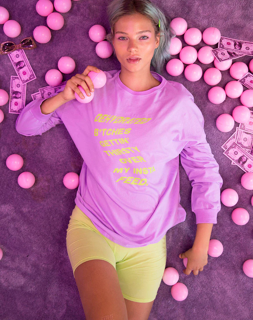 Lottie Longsleeve Tee in Lilac with Instafeed Text X Top Girl - Image 2